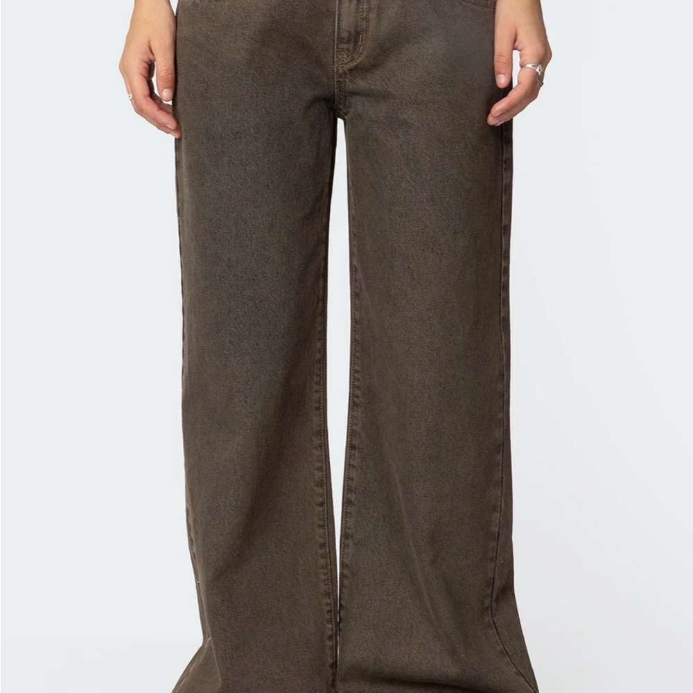 Edikted Dark Brown Flare Jeans